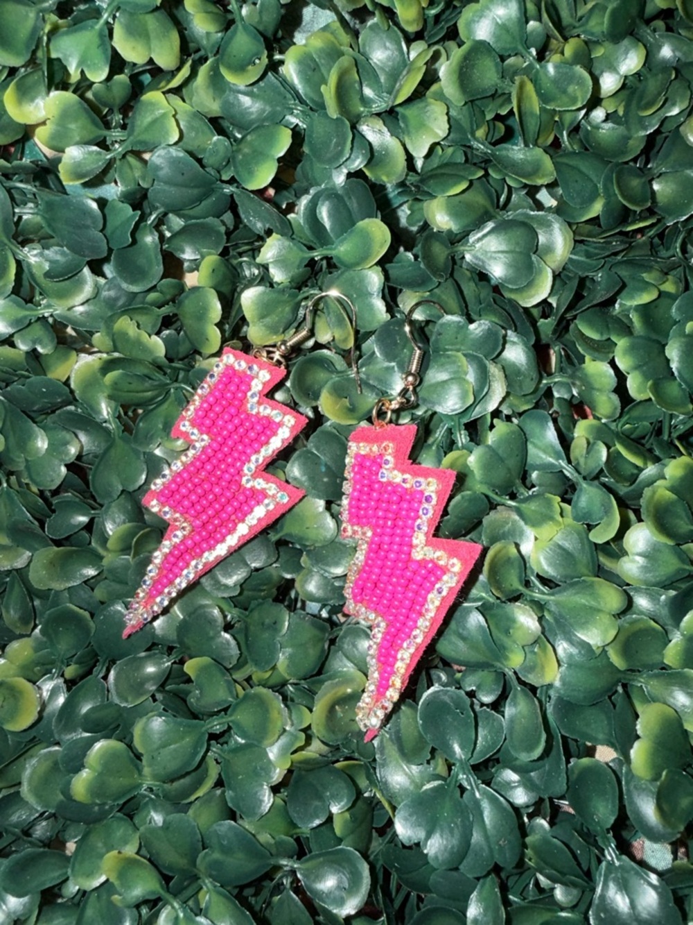 Hot Pink Lightning Bolt Earrings - Brand